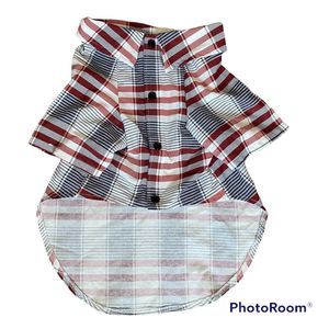 Joann Tails & Noses Dog Shirt Sz XL Red White Blue NEW Faux Button Up Outfit